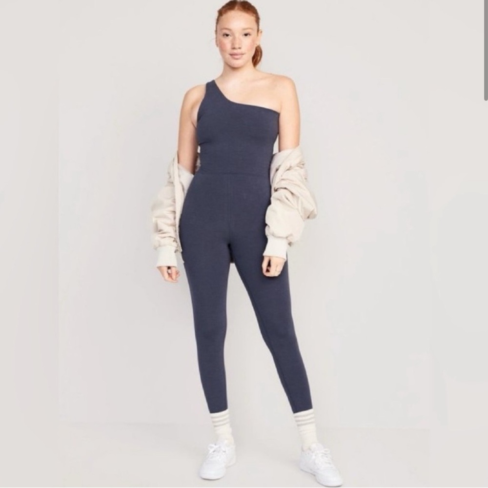 Old Navy One-Shoulder Charcoal Jumpsuit